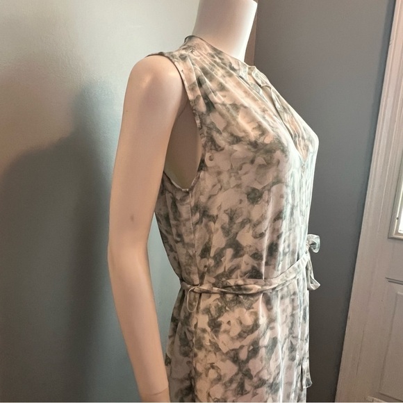 Anthropologie Cloth & Stone Maxi Dress Boho Green White Button Front Lined M - Picture 4 of 8